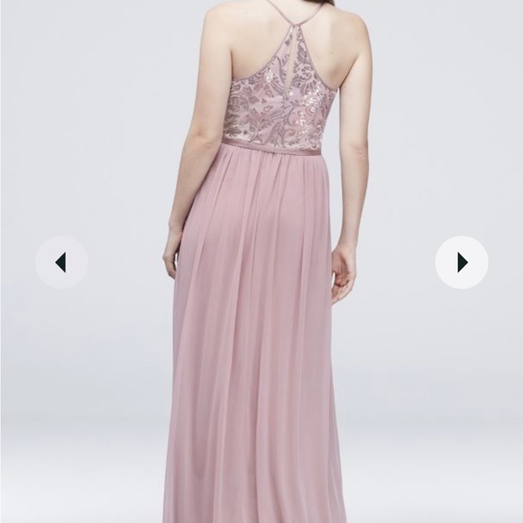 NWT 0 Slate / Dusty Blue Full Length Maxi Sequin Dress / Gown Bridesmaid / Prom - Picture 5 of 11